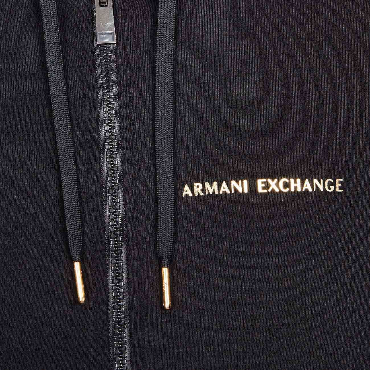 ARMANI EXCHANGE ZIP HOODIE WITH VELVET BANDS Man Black | Mascheroni Store