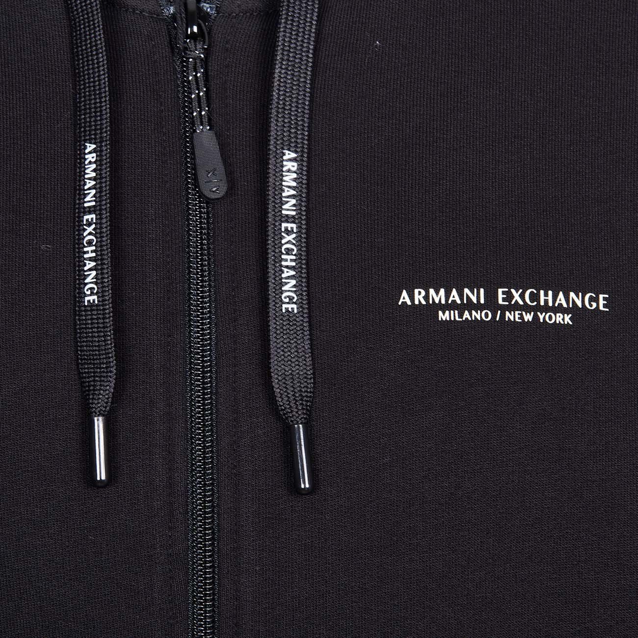ARMANI EXCHANGE ZIPPED HOODIE WITH LOGO LETTERING Man Black | Mascheroni  Sportswear